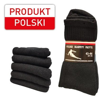 Polskie Skarpety frotowe wykonane z włókien bawełny z dodatkiem włókna poliamidowego, przyjazne dla ciała.
