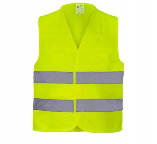 Przejdź do produktu Kamizelka odblaskowa OSTRZEGAWCZA drogowa z pasami żółta unisex S M L XL XXL XXXL