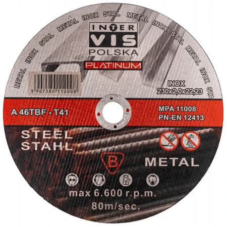 TARCZA DO CIĘCIA METALU 230x22,2 mm INOX TARCZE STALI MOCNE Żyletki Tnące