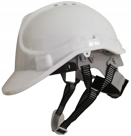 Kask Ochronny BHP Roboczy Budowlany Hełm Żółty Biały Lekki Z Daszkiem 4 punktowy