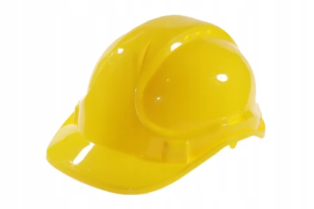 Kask Ochronny BHP Roboczy Budowlany Hełm Żółty Biały Lekki Z Daszkiem 4 punktowy