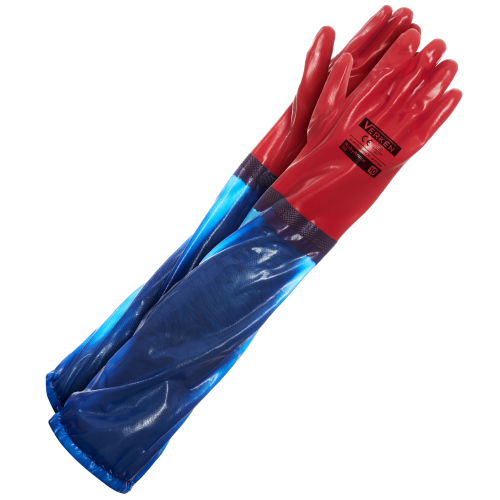 Przejdź do produktu GUMOWE Rękawice długie kwasoodporne wodoodporne PCV PVC Verken Ruby Armour 60cm XL