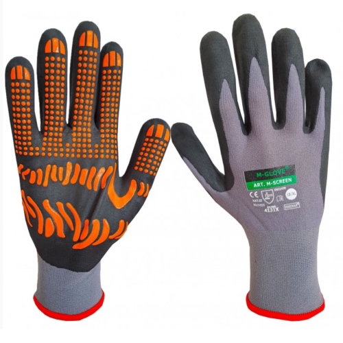 Przejdź do produktu Rękawice Robocze monterskie powlekane nitrylem nylonowe pianka nakrapiane M-GLOVE M-SCREEN