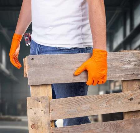 Rękawiczki jednorazowe nitrylowe pomarańczowe promates grip orange profesjonalne rękawice uniwersalne zastosowanie dla mechaników oraz do codziennych czynności