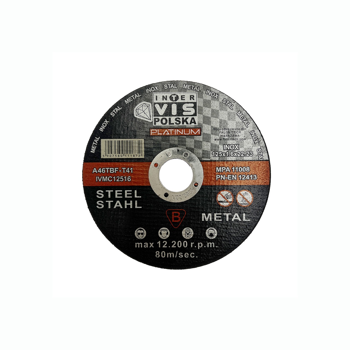 TARCZE DO CIĘCIA METALU 125MM 125x1.6 INOX MOCNE WYSOKIEJ JAKOŚCI TARCZE DO METALU POLSKIEJ FIRMY INTER VIS POLSKA 125x1.6MM