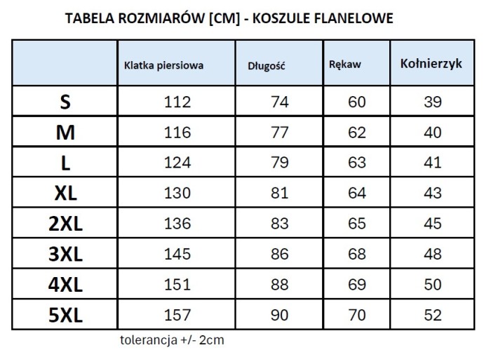 tabela rozmiarów